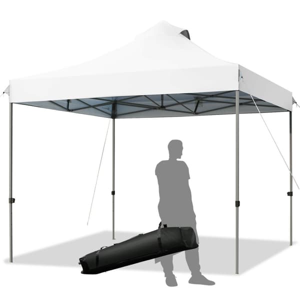 Pop Up Canopy Event Party Tent, 10' x 10' x 10'-10.5'-11', Hvid