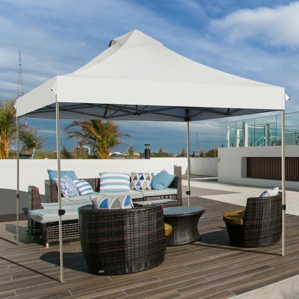 Pop Up Canopy Event Party Tent, 10' x 10' x 10'-10.5'-11', Hvid
