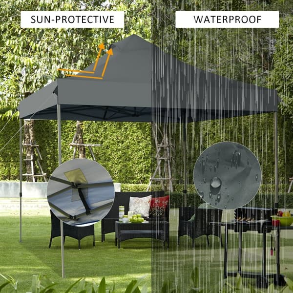 Pop Up Canopy Event Party Tent, 10x10x10-10.5-11 ft, Grå