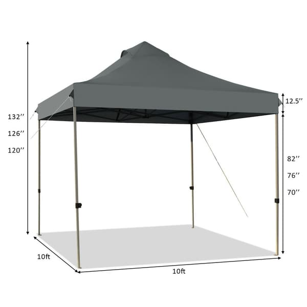 Pop Up Canopy Event Party Tent, 10x10x10-10.5-11 ft, Grå