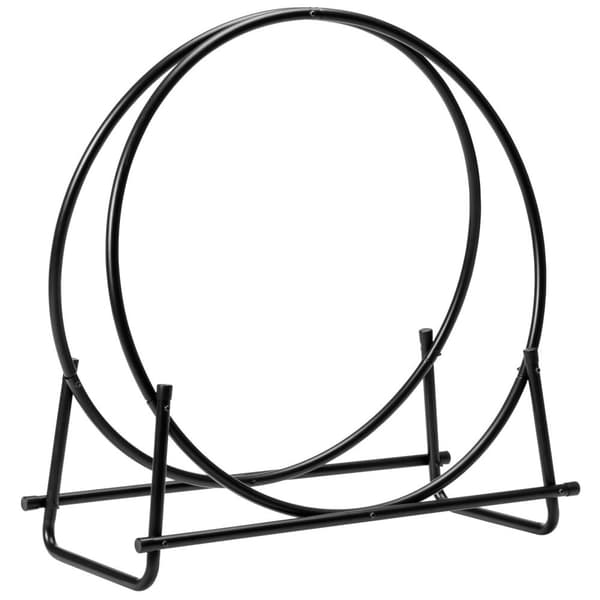 Brændeklodsopbevaringsstativ, 30-tommers rørformet stålbøjle, 30x14x32,5 tommer, sort