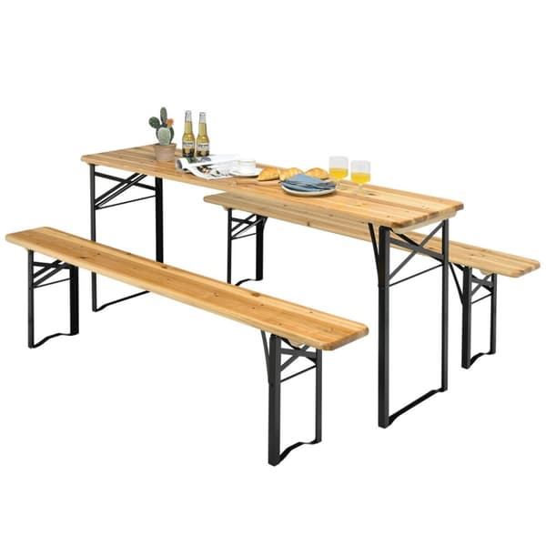 Udendørs picnic bord bænkesæt, 176x46x76 cm, Sort