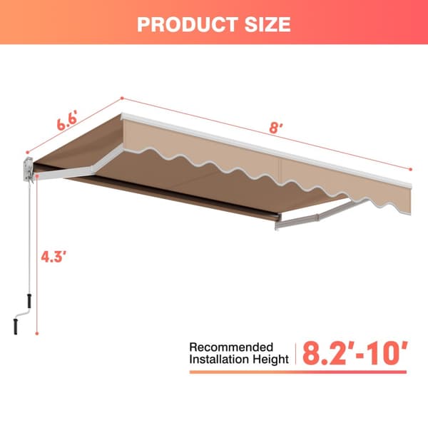 Patio Aurinkosuoja, 8 jalkaa × 6.5 jalkaa, Beige