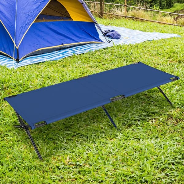 Sammenklappelig camping feltseng, 190x67x42 cm, Blå/Grå