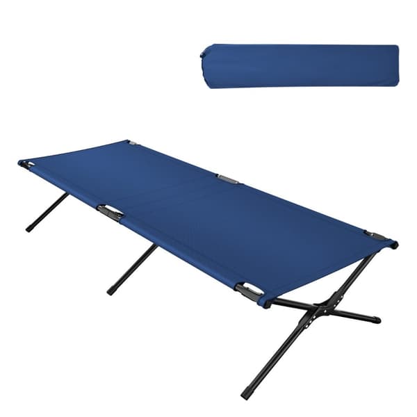 Sammenklappelig camping feltseng, 190x67x42 cm, Blå/Grå