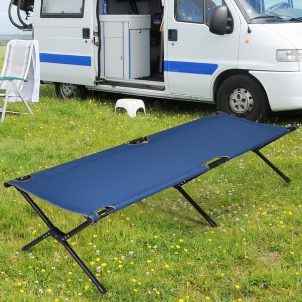 Sammenklappelig camping feltseng, 190x67x42 cm, Blå/Grå