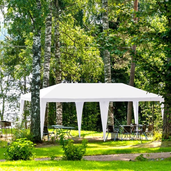 Udendørs pavillontelt, 588x294x256,5 cm, hvid