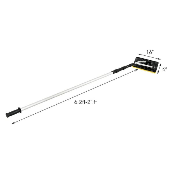 Lumikattoharava, 21 jalkaa teleskooppinen, 16x6 tuumaa, Musta Keltainen