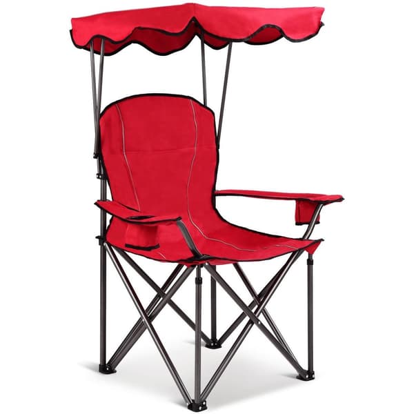 Strandstol med baldakin, 38x26.5x51 tommer, rød