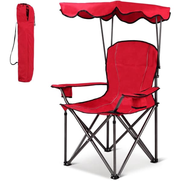 Strandstol med baldakin, 38x26.5x51 tommer, rød