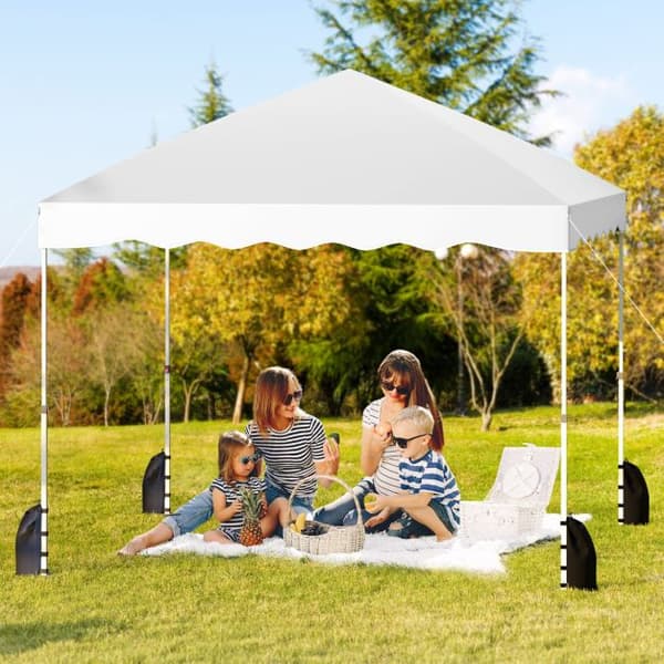 Telthalstelt, Foldbar 10 x 10 Fod Pop op Telthalstelt med Hjulet Taske, 10x10x8,7 ft, Hvid