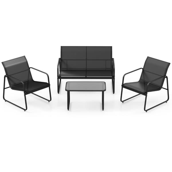 Puutarha Lounge -sarja, 75x44x42 cm, 114x77x75 cm, 61x77x75 cm, Musta
