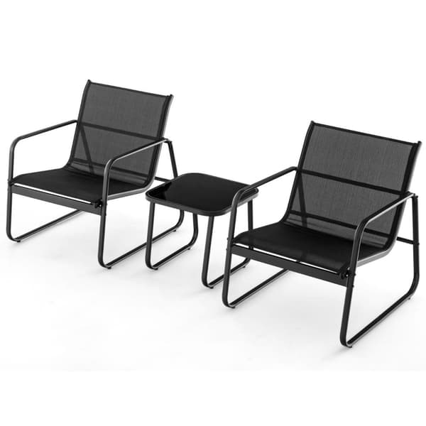 Puutarhakalustesarja, 77x61x75 cm, 44x44x41 cm, Musta