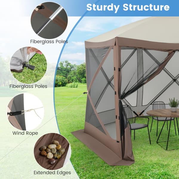Pop-up pavillon, 11,5x11,5x7,7 ft, Kaffe