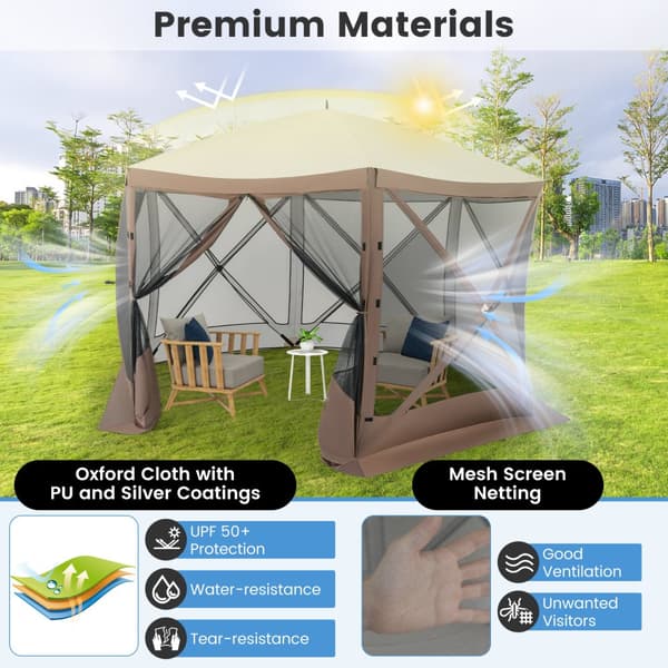 Pop-up pavillon, 11,5x11,5x7,7 ft, Kaffe