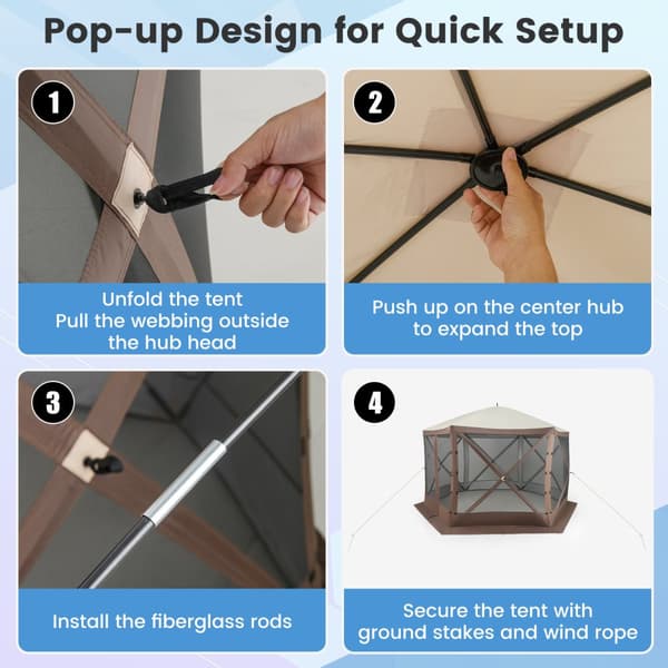 Pop-up pavillon, 11,5x11,5x7,7 ft, Kaffe