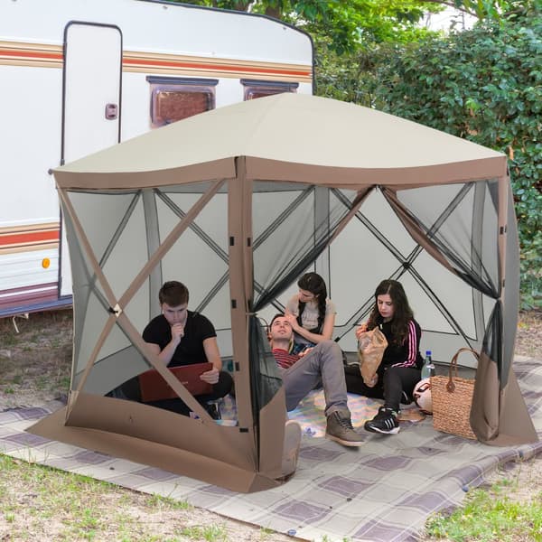 Pop-up pavillon, 11,5x11,5x7,7 ft, Kaffe