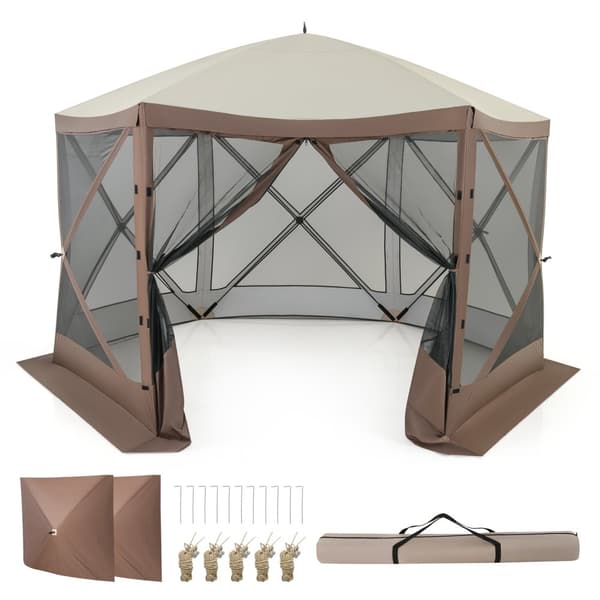 Pop-up pavillon, 11,5x11,5x7,7 ft, Kaffe