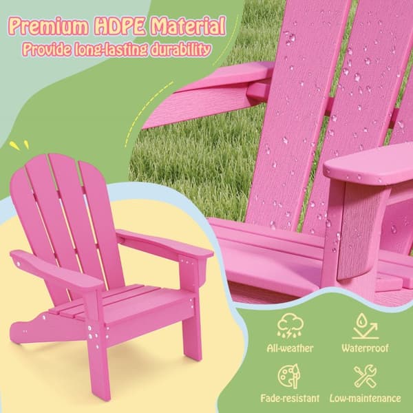 Puutarhatuoli, Säänkestävä HDPE-toddler, 53,5x52x64 cm, Pinkki