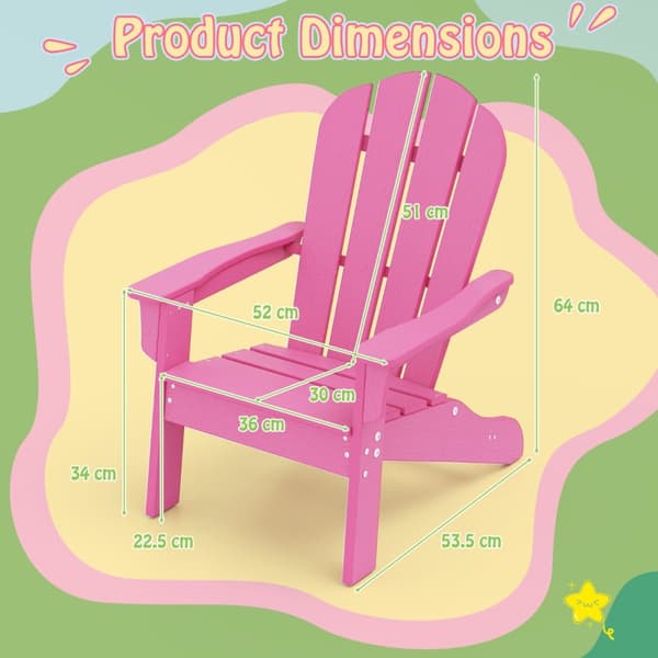 Puutarhatuoli, Säänkestävä HDPE-toddler, 53,5x52x64 cm, Pinkki