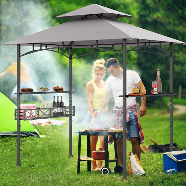 Grillpavillon til BBQ, 242x153 cm, Grå