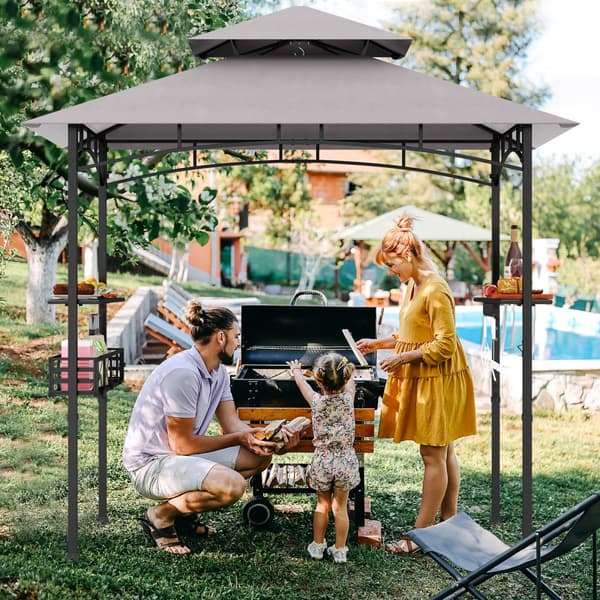 Grillpavillon til BBQ, 242x153 cm, Grå