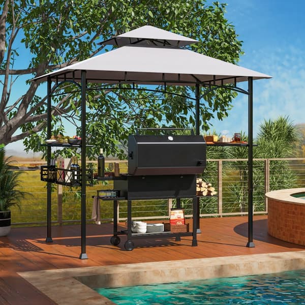 Grillpavillon til BBQ, 242x153 cm, Grå