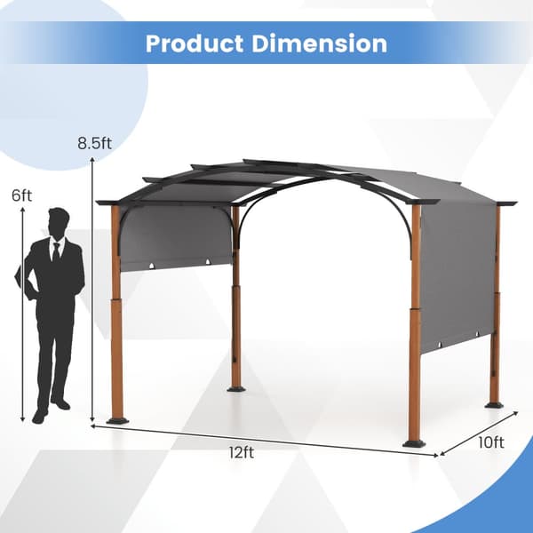Udendørs terrassepergola, 360x300x260 cm, Grå