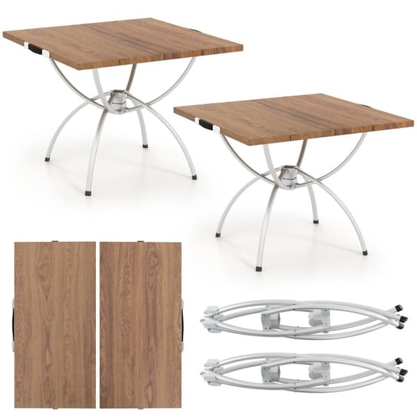 Campingbord, 2 Pakke Foldbart Campingbord, Udtrækkeligt Let Picnicbord, 61x61x47 cm, Natur