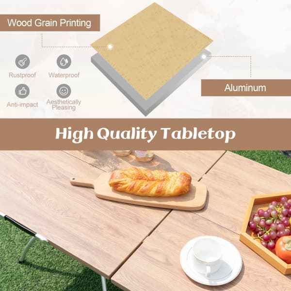 Campingbord, 2 Pakke Foldbart Campingbord, Udtrækkeligt Let Picnicbord, 61x61x47 cm, Natur