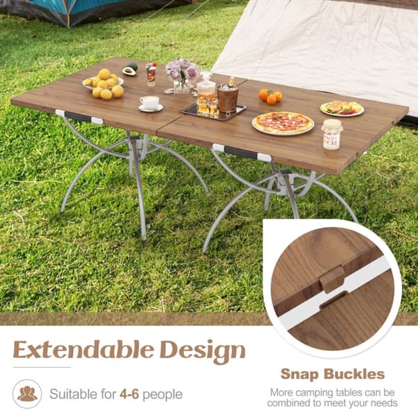 Campingbord, 2 Pakke Foldbart Campingbord, Udtrækkeligt Let Picnicbord, 61x61x47 cm, Natur