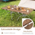 Miniatyrbillede 8 af 8: Campingbord, 2 Pakke Foldbart Campingbord, Udtrækkeligt Let Picnicbord, 61x61x47 cm, Natur