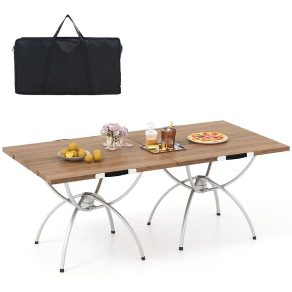 Campingbord, 2 Pakke Foldbart Campingbord, Udtrækkeligt Let Picnicbord, 61x61x47 cm, Natur
