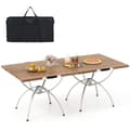 Miniatyrbillede 1 af 8: Campingbord, 2 Pakke Foldbart Campingbord, Udtrækkeligt Let Picnicbord, 61x61x47 cm, Natur