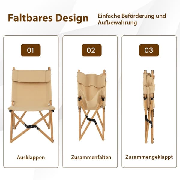 Campingstol, 80/83x52x86/100 cm, Natur