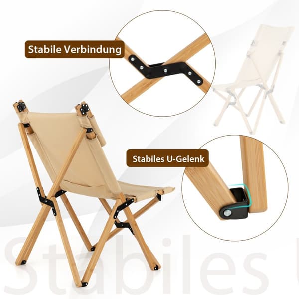 Campingstol, 80/83x52x86/100 cm, Natur