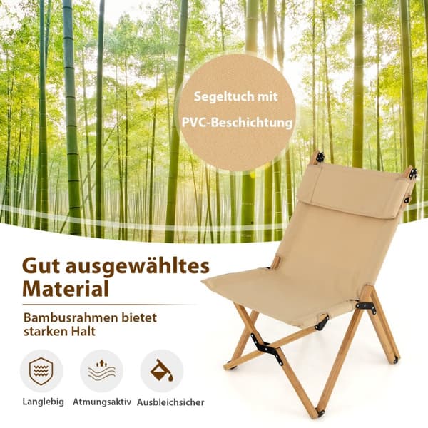 Campingstol, 80/83x52x86/100 cm, Natur