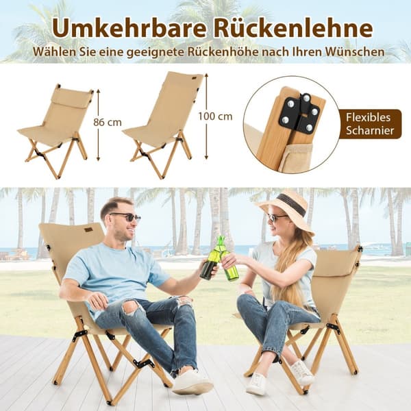 Campingstol, 80/83x52x86/100 cm, Natur