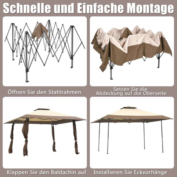 Evenemangstält, 400x400x267-284 cm, Brun
