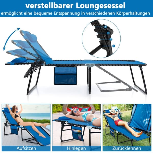 Solstol, 168-188x59x41-86 cm, Navy Blue