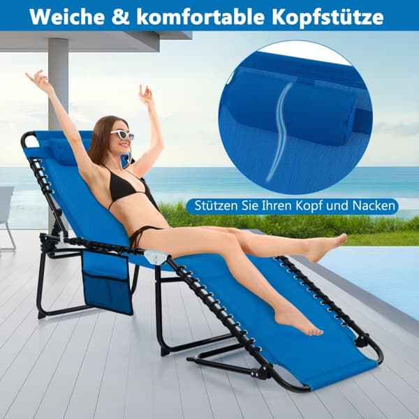 Solstol, 168-188x59x41-86 cm, Navy Blue