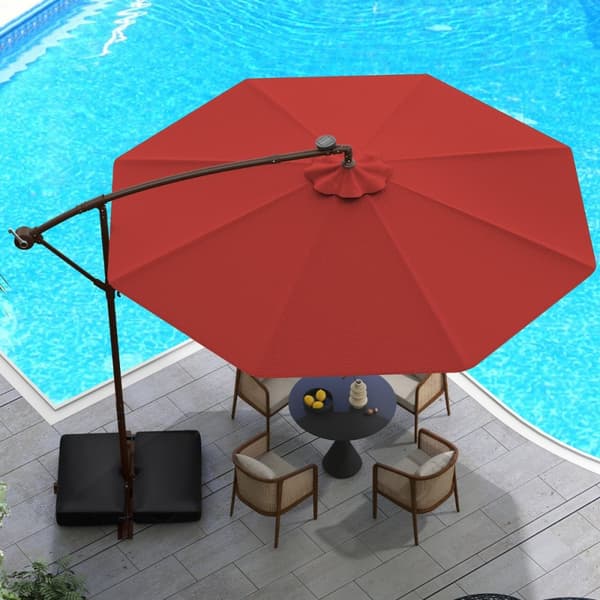 Cantilever parasoll, 300x300x250-280 cm, röd.