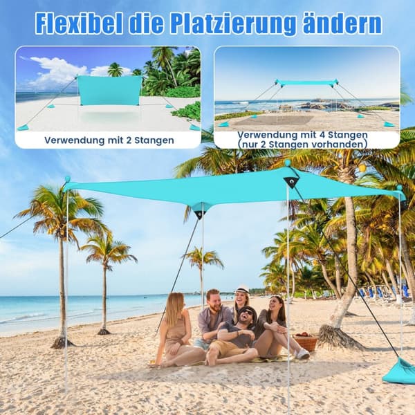 Strandtelt, 230x200x200 cm, Turkis