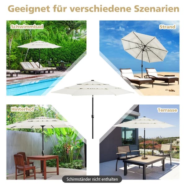 Uteparasoll, 306x306x252 cm, Beige