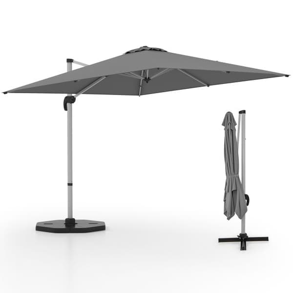 Uteplatsens Cantilever-parasoll, 300x300x261 cm, Grå