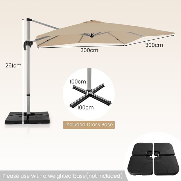 Patio Cantilever Umbrella, 300x300x261 cm, Beige