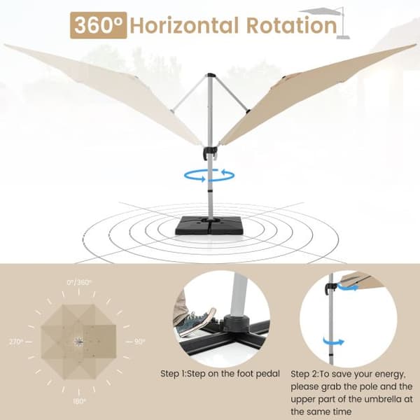 Patio Cantilever Umbrella, 300x300x261 cm, Beige