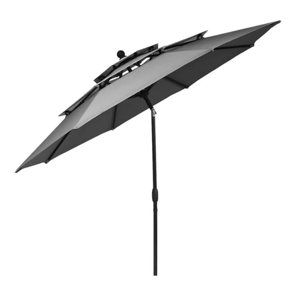 Parasoll, 300 cm Aluminiumparasoll med 3-stegs automatisk lutning av taket, 300x243 cm, Antracit