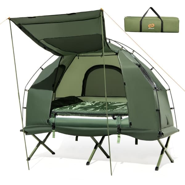 Camping seng, 194x87x167 cm, Grøn & Blå