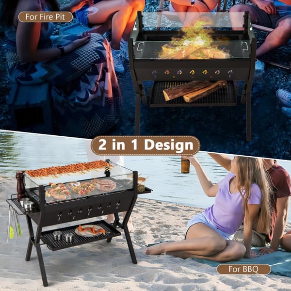 Grill med kol, 38,5x16,5x27 tum, Brun